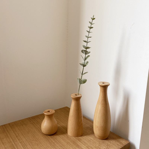 Vase en bois massif léger de style classique pour arrangement floral, décoration d'intérieur, présentation au sol, Nouvel An, Pâques, 100% naturel - Product Image 5