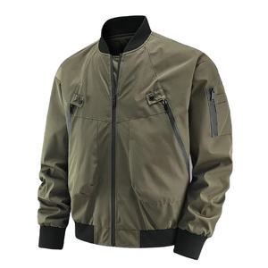 Blouson aviateur décontracté léger pour hommes, printemps-automne, coupe-vent de sport zippé avec poches, manteau teint en plaine, vêtements - Product Image 2