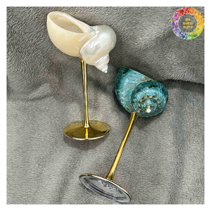 Verre à pied en coquillage naturel fait main, écologique, 18oz, pour eau, vente en gros, vaisselle et décoration de maison de style côtier - Product Image 1