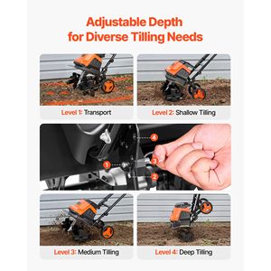 18-Inch Garden Rototiller with 15 Amp Motor Heavy Duty Steel Electric Corded Tiller <b>Cultivator</b> & Tilling Machine - Product Image 4