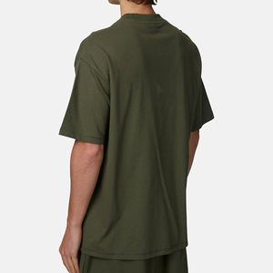 เสื้อยืดคอกลมแขนสั้นทรงเข้ารูปสีเขียวมะกอกสำหรับผู้ชาย ผ้าฝ้ายเจอร์ซีย์ถัก 100% เป็นมิตรกับสิ่งแวดล้อม - Product Image 3