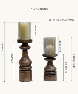 Ensemble de supports à bougies en bois, forme de colonne, porte-bougie rustique, décoration d'intérieur vintage - Product Image 5