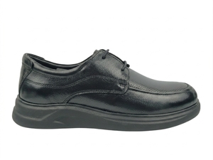 Chaussures habillées en cuir noir pour hommes, style Oxford, bout rond, à lacets, semelle extérieure en caoutchouc amorti, pour le bureau et la carrière, toutes saisons, couleur unie - Product Image 4