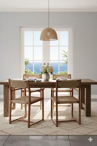 SOLOBEAT Eco-Friendly Modern Handmade Solid Wood & Natural <b>Rattan</b> Arm <b>Chair</b> for <b>Dining</b> Room Furniture Apartment Villa - Product Image 4