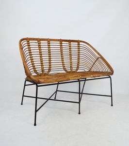 Wholesale Bamboo Rattan Lounge Chair Handwoven Seat with Metal Frame for Hotel Resort Living Room Furniture OEM ODM - Product Image 2