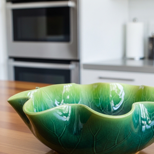 ชามเซรามิคลายใบไม้สีน้ำเงินทันสมัย สำหรับเสิร์ฟผลไม้ ขนม ของว่าง ภาชนะตกแต่งโต๊ะอาหาร สวยงาม เหมาะสำหรับใช้ในบ้าน ห้องครัว และโต๊ะรับประทานอาหาร - Product Image 4