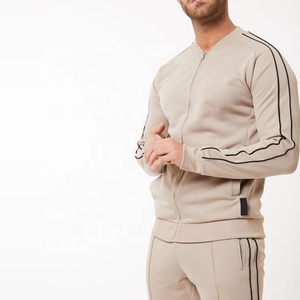 Chándales deportivos bordados personalizados al por mayor para hombre, chándales lisos con manga raglán y cremallera completa - Product Image 3