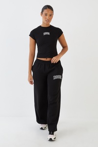 Pantalon de jogging ample noir pour femme, taille haute, coupe droite, décontracté, pour le sport et la détente, vente en gros - Product Image 5