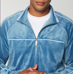 Men's <b>Velour</b> Tracksuit Set Full Zip <b>Sweatshirt</b> and Joggers Solid Color Casual Wear Autumn Breathable Polyester Cotton Material - Product Image 2