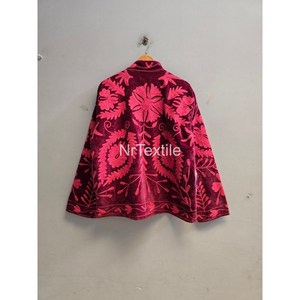 Embroidered Floral <b>Velvet</b> Blouson Women's Mandarin Collar Full Sleeve Regular Length Autumn Pullover <b>Jacket</b> - Product Image 2