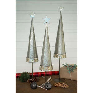 Objetos de árbol de Navidad de aluminio fundido Árbol de pino sólido con estrella y pájaro en la parte superior Objetos de Navidad y vajilla Showpieces - Product Image 5