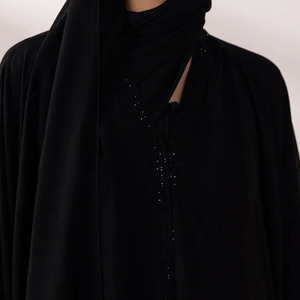 Abaya <b>Dress</b> Plus Size Breathable Long Sleeve <b>Modest</b> Full Length Loose Fit Plain Design High Quality Women's Black Apparel - Product Image 5