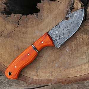 Cuchillo de Caza de Acero de Damasco de Grado Industrial Personalizado OEM de HTTC STORE con Mango de Cuerno de Carnero |   Cuchillo Multifuncional Premium para Exteriores - Product Image 4