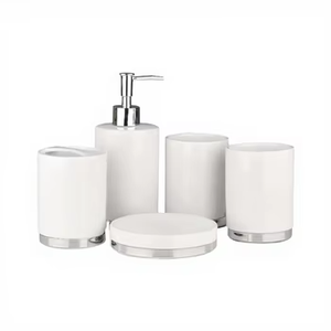 Minimalist Eco-Friendly Luxury resin <b>Bathroom</b> <b>Set</b> Rectangle <b>White</b> with Accents Easy to Clean Square <b>bathroom</b> <b>accessories</b> <b>set</b> - Product Image 2