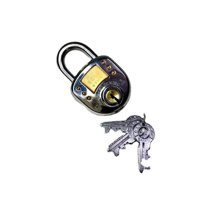 Excellent Quality Heavy Duty Shyam 67 mm Gold 3 Wide Keys Double Locking Gold Plate on Top New Design Padlock for Sale