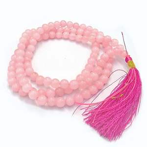 Cuentas de cuarzo rosa Natural de la mejor calidad, piedra Jaap Mala, venta al por mayor, cuentas de cuarzo rosa 108, Mala, compra de AGATE AAMEENA - Product Image 1