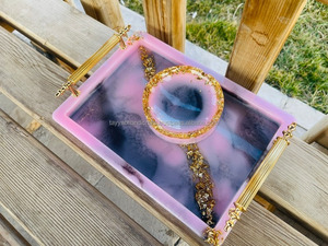 ถาดเสิร์ฟกาแฟทำจากเรซินโต๊ะรับประทานอาหารดีไซน์หรูหราทำด้วยมือผลิตภัณฑ์งานฝีมือของขวัญอินเดียเสิร์ฟอาหาร - Product Image 4