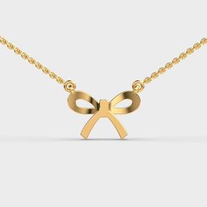 Bowknot Moissanite <b>Pendant</b> With Round Brilliant Cut Stones In 14K <b>Solid</b> <b>Gold</b> For Women Cute Everyday Wear <b>Pendant</b> - Product Image 4