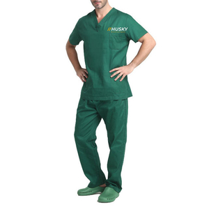 Tenues médicales unisexes HUSKY SPORTSWEAR de qualité supérieure, en tissu tissé Spandex/Polyester, hauts médicaux à manches courtes et col en V pour hôpital - Product Image 6