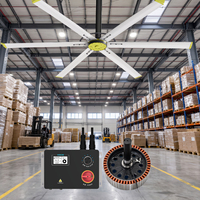 VEICHI 220/380V 5/6 Piezas Aspas de Aluminio PMSM Ventilador Industrial Integrado de Techo HVLS Montado en Pared con Sistema de Accionamiento para Extracción de Aire