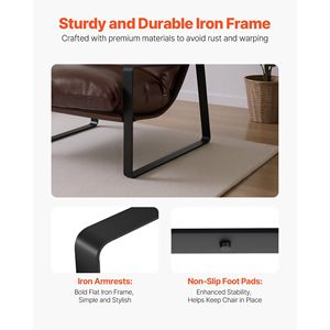 Poltrona Moderna in Pelle PU con Braccioli Imbottiti, Morbida Imbottitura in Schiuma, Telaio in Metallo Robusto, Sfoderabile per Soggiorno - Product Image 5