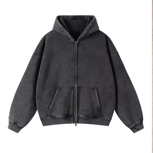 Wholesale Custom Logo Full Zip Hoodie Brushed Fleece Streetwear Hoodie for Men Retail Ready USA Market - Product Image 5