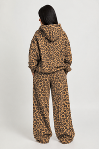 Conjunto Deportivo de 2 Piezas con Estampado de Leopardo Original para Mujer, Sudadera con Capucha Premium y Pantalones Deportivos Casuales de Pierna Ancha - Product Image 2