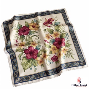 High Quality Custom Digital Print Square <b>Scarf</b> Lightweight <b>Silk</b> Fabric OEM ODM Manufacturer Madeira Custom Fabric Products - Product Image 2