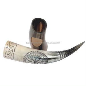 Cuerno de Vaca Pulido Artesanal 100% Natural y Ecológico con Soporte Metálico, Estilo Vikingo Medieval, para Beber Cerveza, Recuerdo - Product Image 2