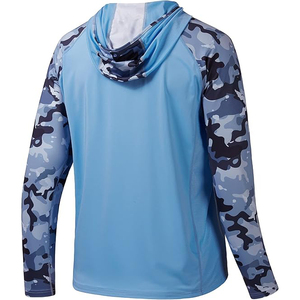 เสื้อเชิ้ตแขนยาวมีฮู้ดลายพรางสีน้ำเงินสำหรับผู้ชาย ระบายความชื้น แห้งเร็ว ป้องกันรังสียูวี ทรงพอดีตัว เสื้อคลุมฤดูร้อน - Product Image 2