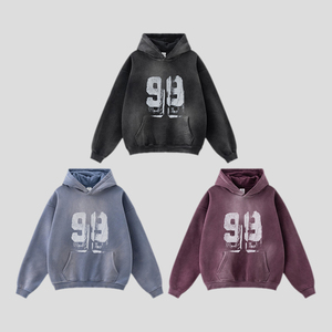 Sweat à capuche en molleton de coton 330G pour homme, doux et confortable, style rétro graffiti, motif uni, coupe classique, tendance streetwear automne/hiver - Product Image 6