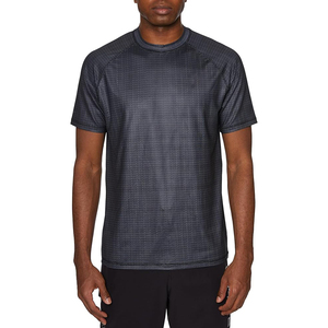 Stylish <b>Men</b> Grey Printed Rash Guard Quick Dry UPF 50 Short Sleeve Sublimation Swim Shirt Performance <b>Top</b> - Product Image 1