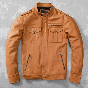 Vestes en cuir 100% cuir véritable à manches longues style streetwear / Vestes en cuir pour hommes de qualité supérieure - Product Image 3