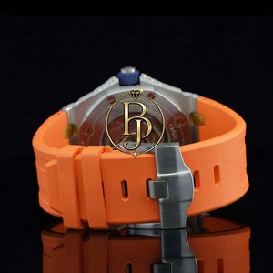 Montre mécanique de luxe pour homme, bracelet en caoutchouc orange 20 mm, 41 mm, or rose, verre saphir, boîtier en acier inoxydable, analogique 50 - Product Image 4