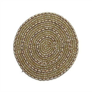 Applique en feuille de tissu brodée à la main avec des perles, vert, artisanat de broderie textile pour la décoration de la maison - Product Image 5