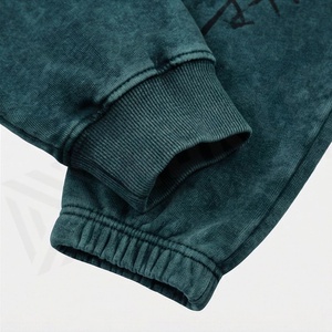 Custom Acid Wash <b>Distressed</b> Jogging Set Men Heavyweight Printing Zip Up Tracksuit Hoodie Straight Leg Flared Sweatpants - Product Image 6