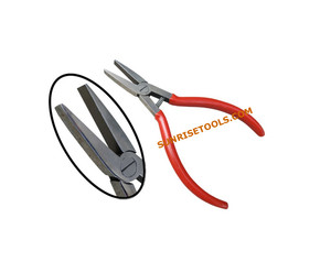 SUNTOOLS/STIPL <b>5</b>" <b>Iron</b> Flat Nose Pliers Jewelry Setting Tool for DIY Red Handle - Product Image 2