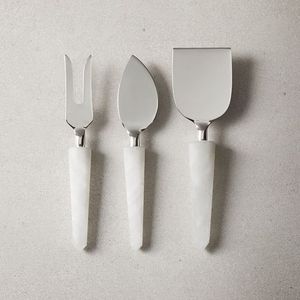 Silver <b>Cheese</b> Knife Dining Table <b>Set</b> <b>Cheese</b> <b>Set</b> Stainless Steel Handmade <b>Cheese</b> Knife White Resin Handle Table Decorative Tools - Product Image 1