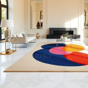 Handcrafted Color <b>Block</b> Abstract Modern Rug Multicolor <b>Block</b> Abstract Rug With Non Slip <b>Rubber</b> Backing For Home Decor - Product Image 3