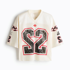 Camiseta Deportiva Blanca Lisa Personalizada al por Mayor, Estilo American Football, con Número Estampado, Ropa Casual Urbana, Suministro al por Mayor - Product Image 4