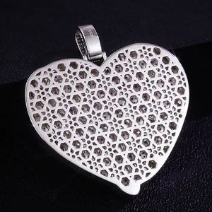 Pendentif Cœur Couronne avec Strass en Cristal, Breloque Hip-Hop Unisexe, Bijou en Alliage Plaqué Rhodium, Cadeau Thème - Product Image 3