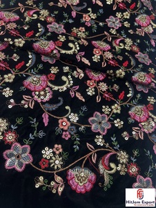 Premium 100% Polyester Embroidered Lace Fabric Medium Weight PA Coated 100GSM for Apparel Dressmaking Custom OEM ODM - Product Image 1