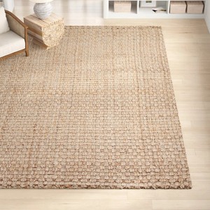 Natural Jute Flat Weave Area <b>Rug</b> Rectangle Solid Color Modern Eco Friendly Living Room Home Decor <b>Thin</b> Pile - Product Image 2