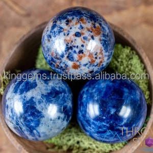 KING GEMS, esfera de sodalita Natural de alta calidad, estilo amor, venta al por mayor, piedras preciosas de cristal para meditación, curación, Feng Shui, decoración del hogar - Product Image 4