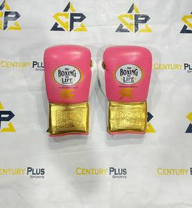Nouvelles gants de boxe en cuir véritable de vachette, design élégant, haute qualité, blanc, rose, doré, avec lacets, logo personnalisé, pour l'entraînement. - Product Image 4
