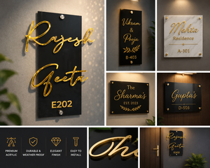 Luxury Personalized Acrylic Name <b>Plate</b> with 3D Gold Lettering Custom House <b>Door</b> Sign Premium Black Gold Entrance Plaque - Product Image 6