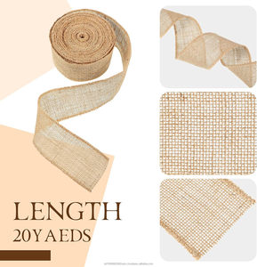 20 Meters 2 Inches 100% Jute Wide <b>Ribbon</b> Eco-Friendly Natural Fabric Roll Wired Edge Wreaths <b>Christmas</b> Tree Decoration - Product Image 3