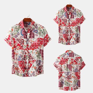 เสื้อเชิ้ตฮาวายพิมพ์ลายต้นมะพร้าวสำหรับผู้ชาย แขนสั้น เสื้อเชิ้ตสำหรับวันหยุดพักผ่อนริมชายหาด - Product Image 1