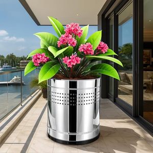 Luxury Stainless Steel Garden Planter Corrosion Resistant Modern Metal Plant <b>Pot</b> for Indoor Outdoor Use Home Office Decoration - Product Image 4