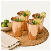 Ensemble de verres à eau en cuivre de haute qualité, faits à la main, vaisselle ayurvédique pour le bien-être quotidien, tasses en cuivre écologiques pour la maison